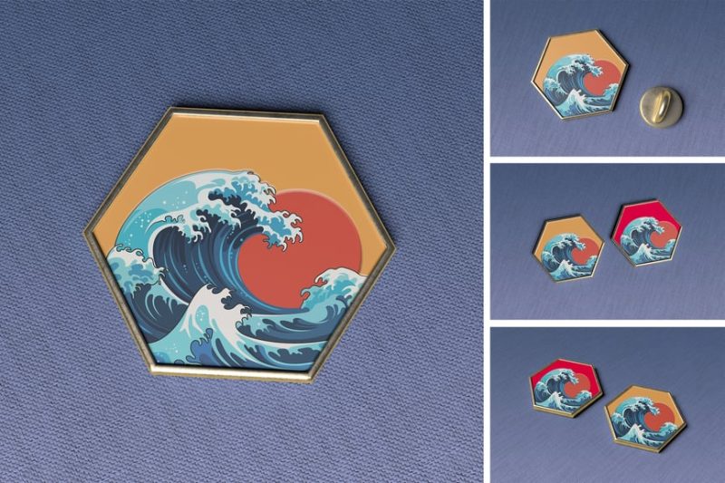 搪瓷别针样机素材 (PSD,PDF) enamel-pin-mockup