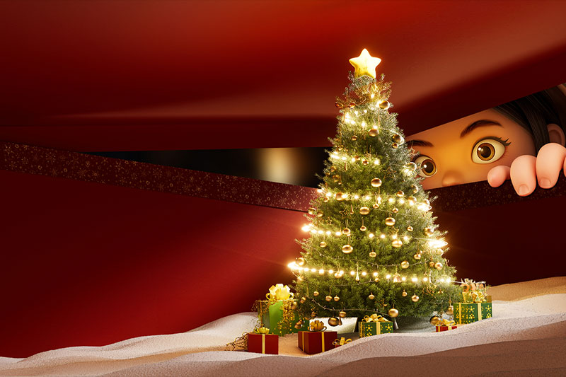 C4D圣诞节礼盒场景渲染工程礼盒模型C4D模型