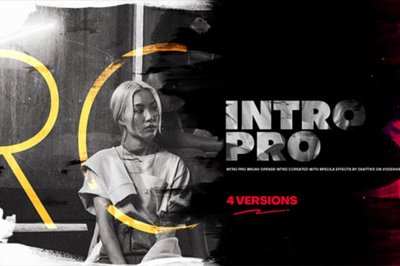 AE时尚动态笔刷文字标题宣传开场动画模板 Intro Pro Package