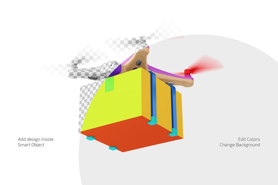 送货无人机样机套装素材 (PSD)