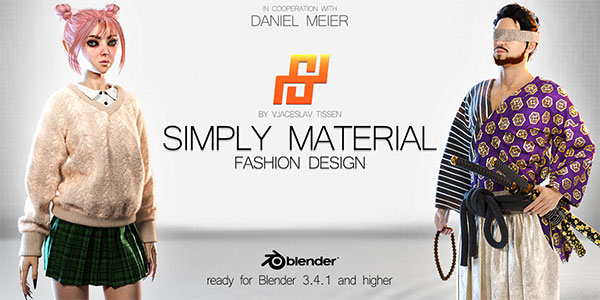 Blender服装图案纹理设计工具插件 Simply Material v1.8 Pro | Fashion Design