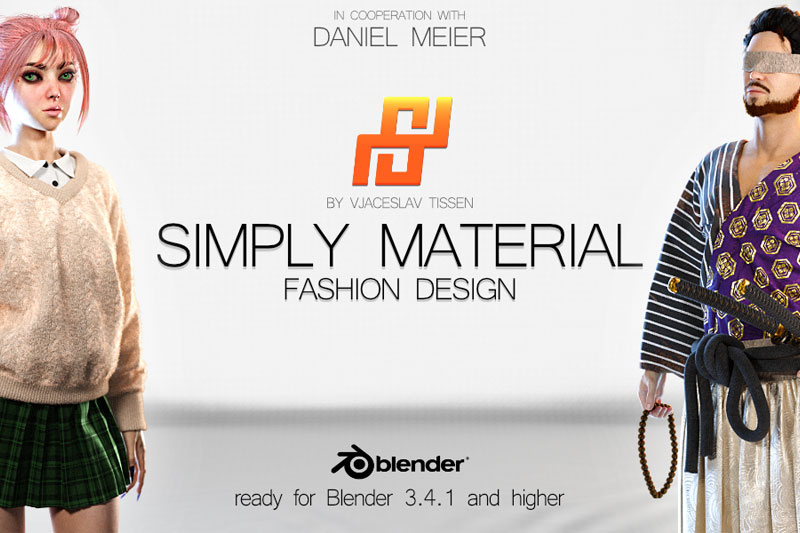 Blender服装图案纹理设计工具插件 Simply Material v1.8 Pro | Fashion Design