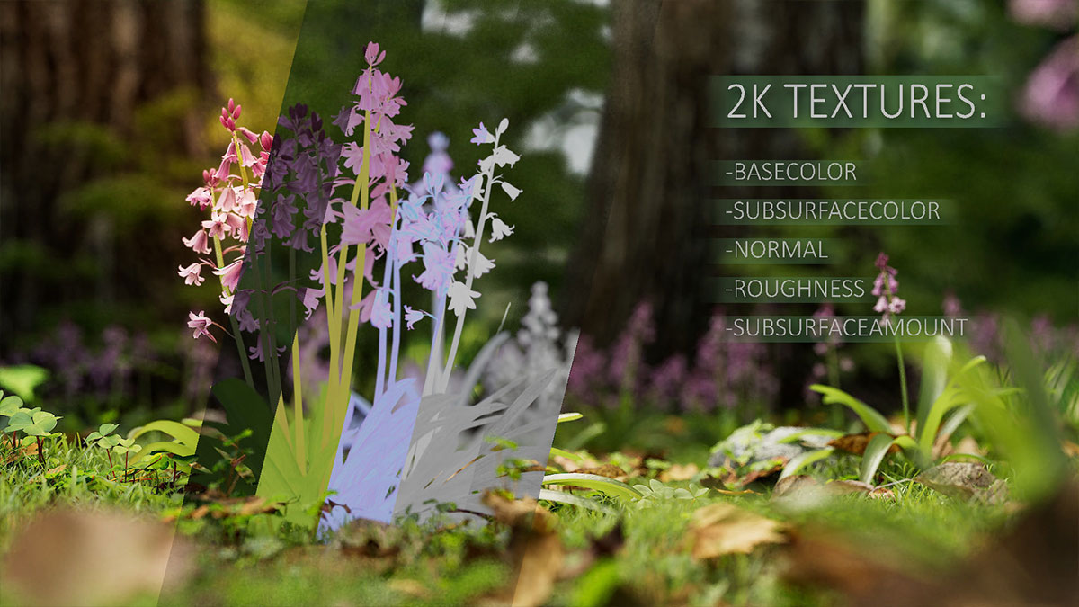 35种低多边形蓝铃花植物模型3D模型 (Blend/FBX/OBJ格式) Bluebell Pack vol05 Low-poly 3D model