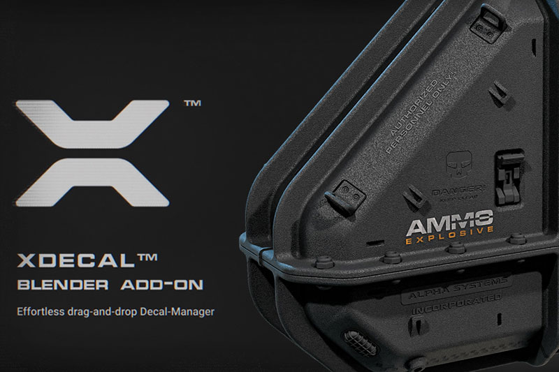 Blender拖放式贴花管理器插件 Xdecal™ Manager v1.0.4