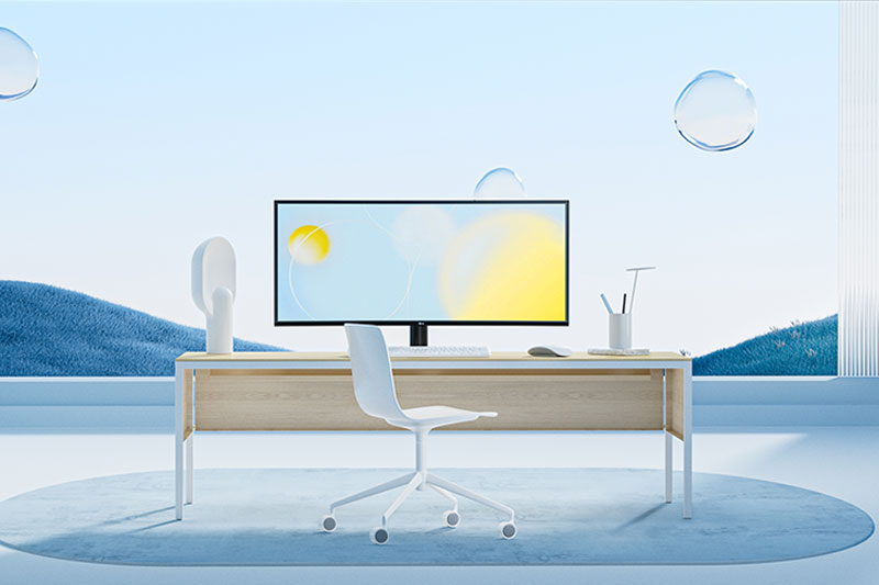 C4D微软风电脑桌场景渲染工程显示器模型旋转椅模型C4D模型