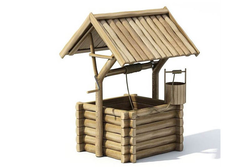 木制井口模型古代水井模型3D模型 (C4D,Blender,FBX)