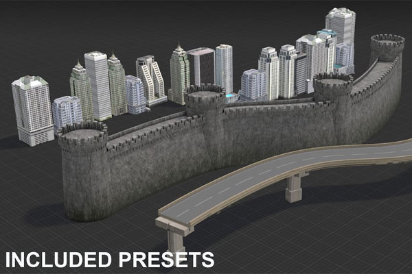 Blender城市楼房城堡道路建筑模型生成器预设 Geometry Node Tools – Architectural Pack