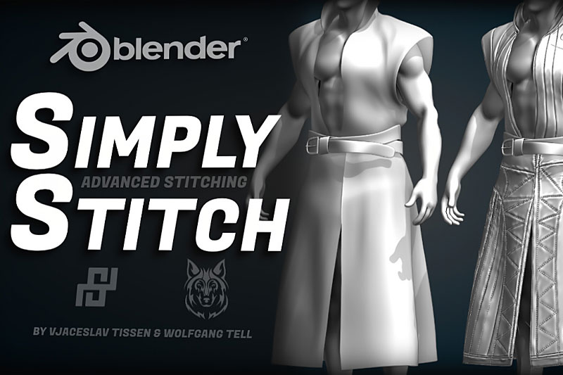Blender绘制缝合缝线针迹效果资产插件 Simply Stitch V1.0