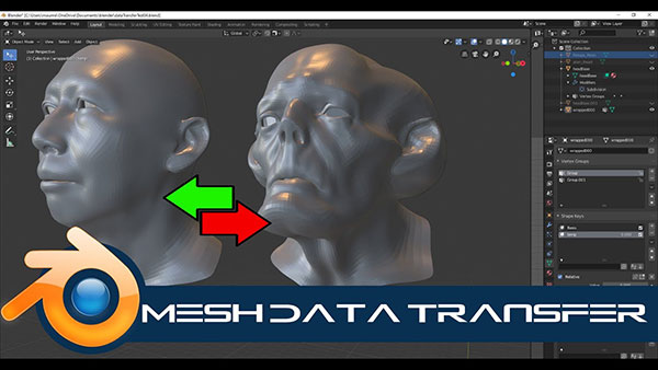 Blender快速网格模型数据传递工具插件 Mesh Data Transfer v2.0.7