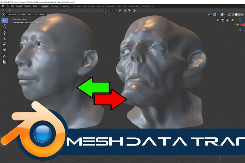 Blender快速网格模型数据传递工具插件 Mesh Data Transfer v2.0.7