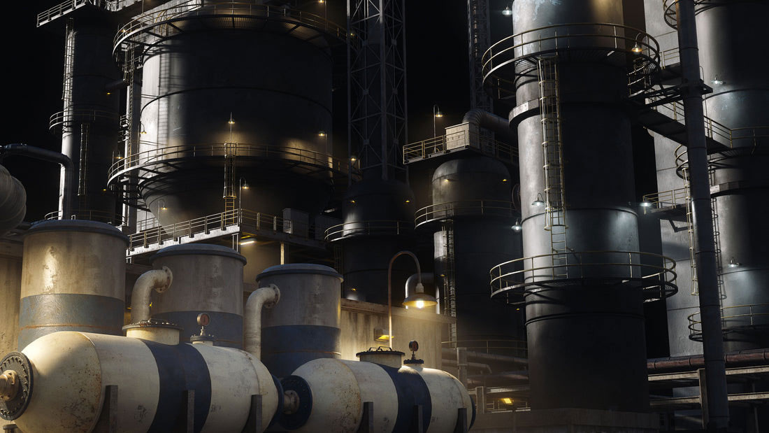 工业区工厂模型炼油厂模型建筑3D模型 (C4D,Blender,FBX,obj,Max,UE,Unity) kitbash3d refineries