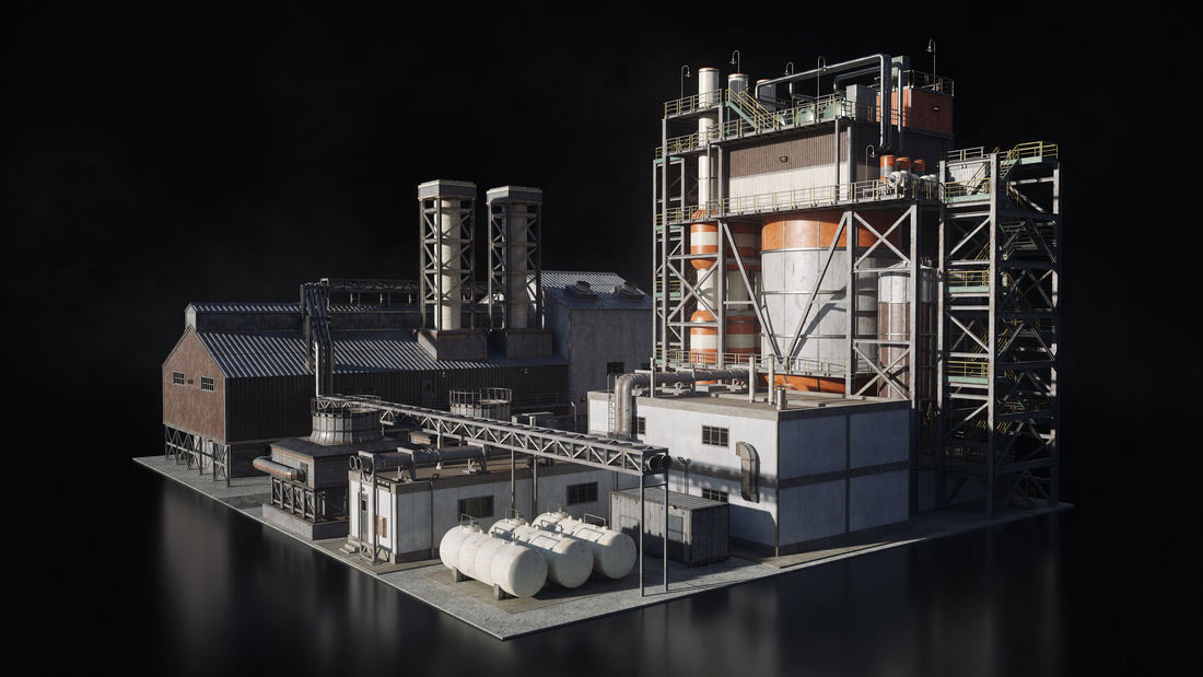 工业区工厂模型炼油厂模型建筑3D模型 (C4D,Blender,FBX,obj,Max,UE,Unity) kitbash3d refineries