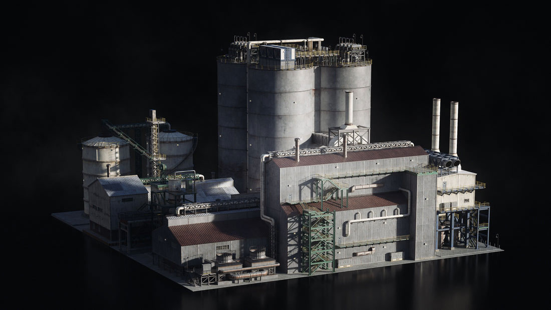 工业区工厂模型炼油厂模型建筑3D模型 (C4D,Blender,FBX,obj,Max,UE,Unity) kitbash3d refineries