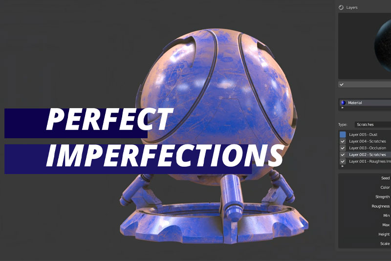 Blender程序化瑕疵磨损做旧划痕灰尘效果插件 Perfect Imperfections V1.0