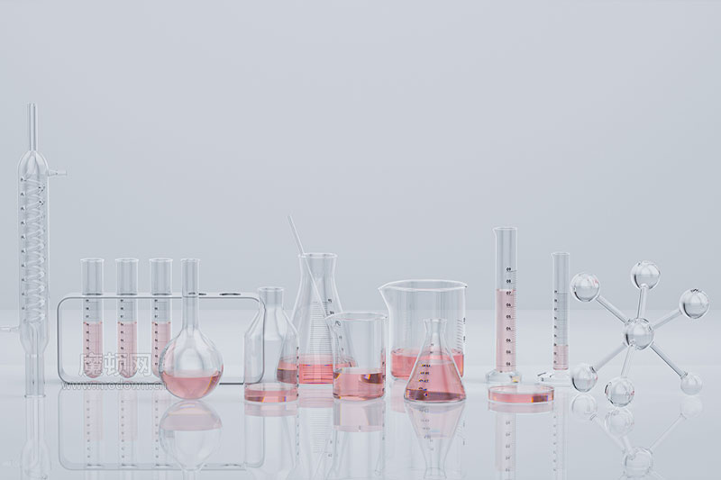 C4D烧杯量杯模型滴管实验器皿分子渲染工程实验器材模型C4D模型