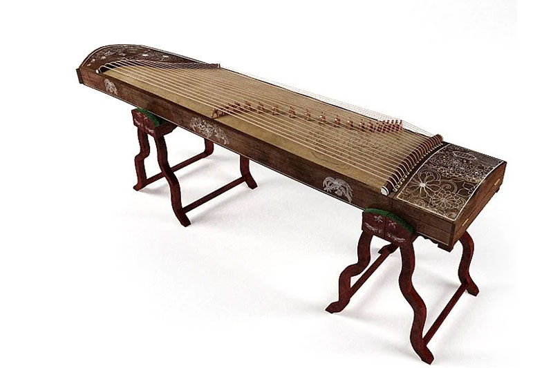 古筝模型古典乐器模型3D模型 (C4D,Blender,FBX)