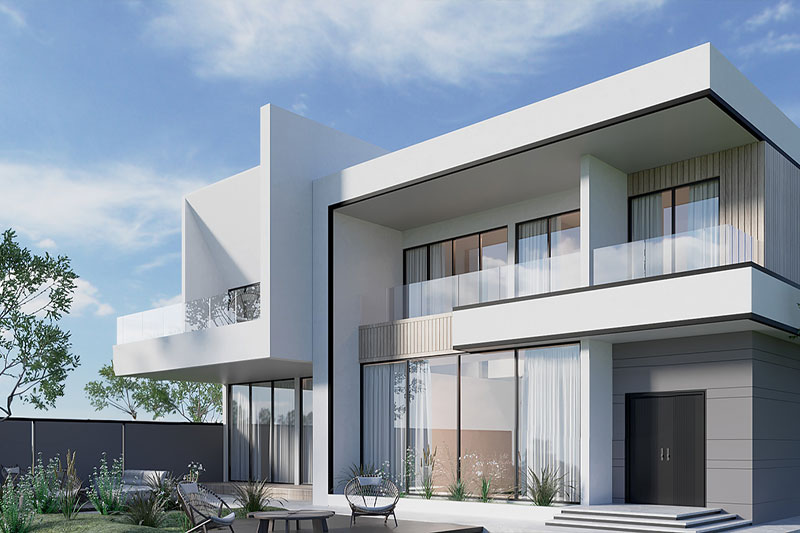 C4D户外别墅场景渲染工程别墅模型C4D模型