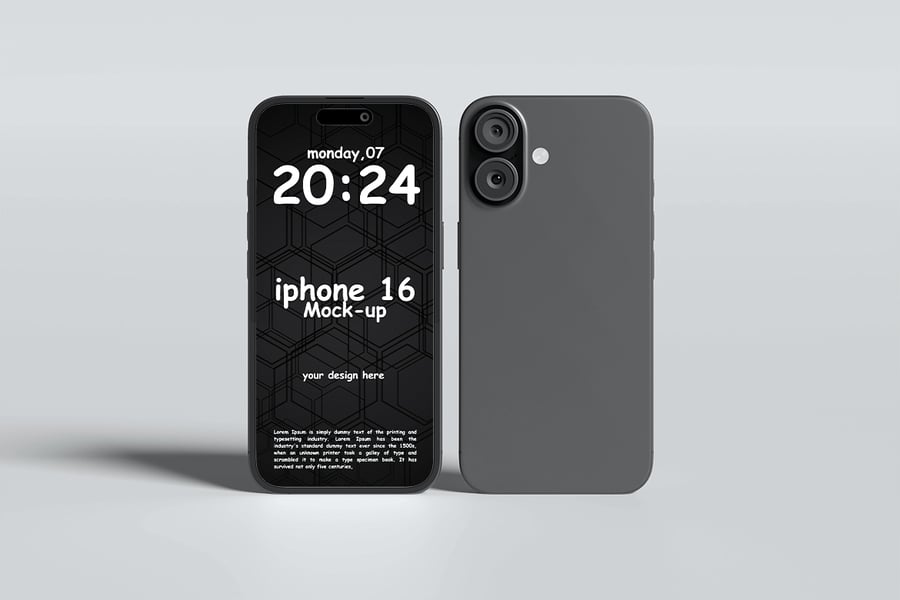 iPhone 16 手机样机素材 (PSD,PDF)