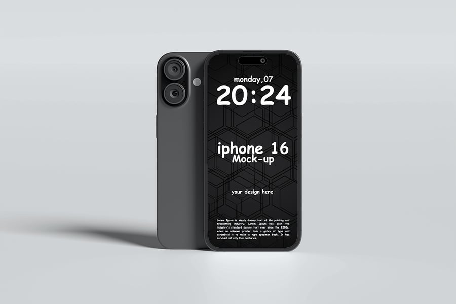 iPhone 16 手机样机素材 (PSD,PDF)