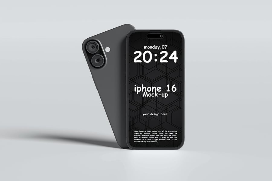 iPhone 16 手机样机素材 (PSD,PDF)