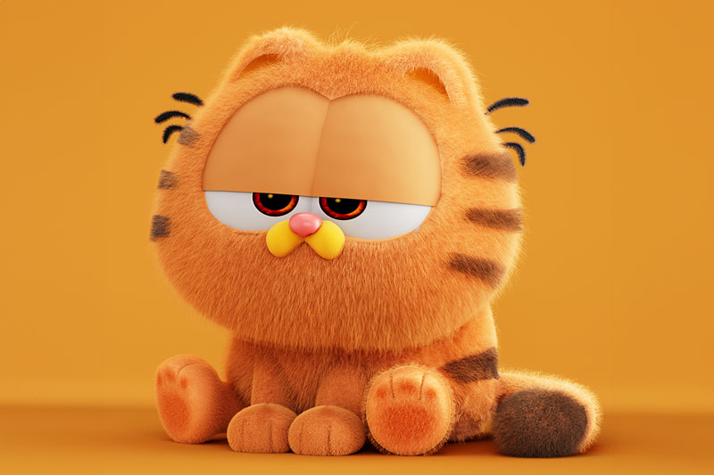 C4D卡通毛绒加菲猫玩偶渲染工程毛绒玩具模型C4D模型