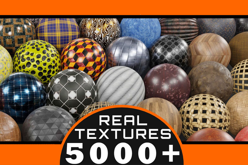 Blender5000多种PBR材质预设库(砖块混凝土织物食物石材金属木材) Pbr Asset Browser