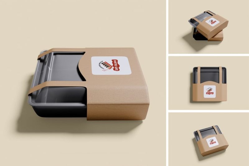 办公桌食品盒样机素材 (PSD,PDF) desk-food-box-mockup