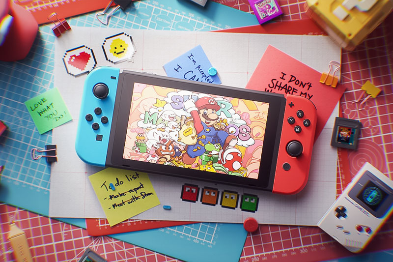 C4DSwitch游戏手柄场景渲染工程Switch模型C4D模型