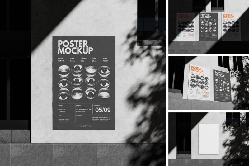 海报设计样机素材 (PSD,PDF) poster-mockup