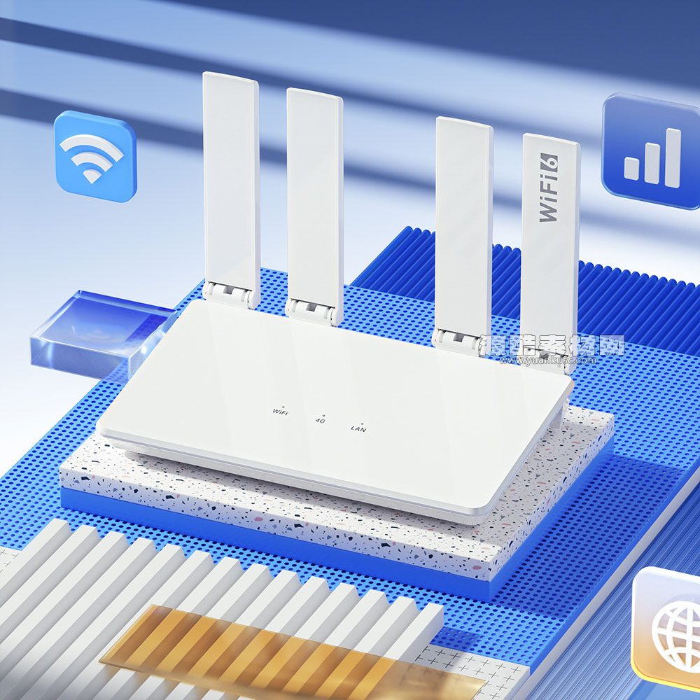 C4D路由器微软风场景渲染工程wifi6路由器模型C4D模型