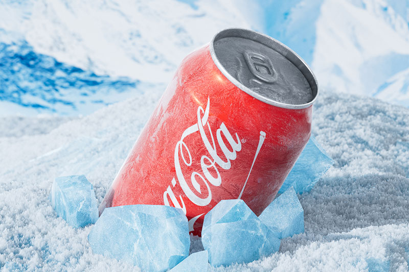 C4D冰块罐装可口可乐冰雪场景渲染工程可乐模型C4D模型