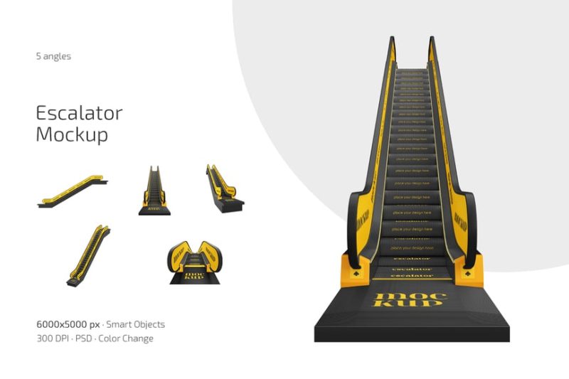 自动扶梯样机素材集 (PSD) escalator-mockup-set
