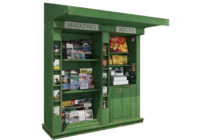 街道报刊亭模型街道公共设施模型3D模型 (C4D,Blender,FBX)