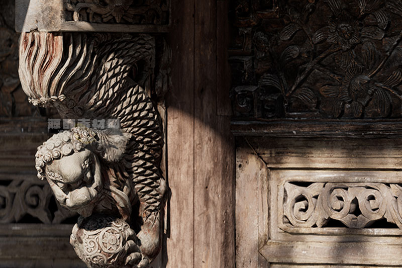 C4D中式徽派建筑模型OC渲染工程