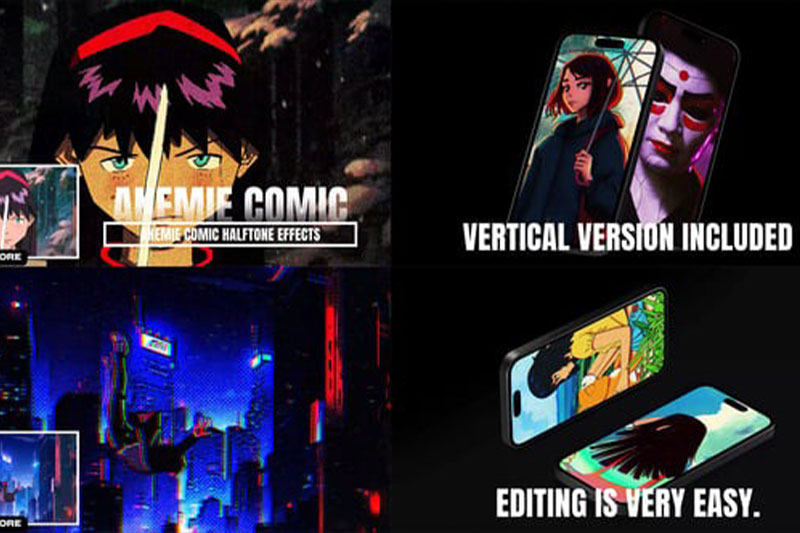 AE叠加动漫风半色调效果模板 Anemie Comic Halftone Effects