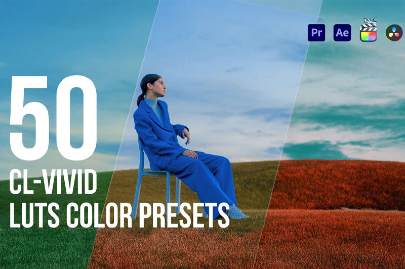 LUTs50个电影风格调色预设 Pixflow – CL-Vivid Cinematic LUTs Color Presets Pack