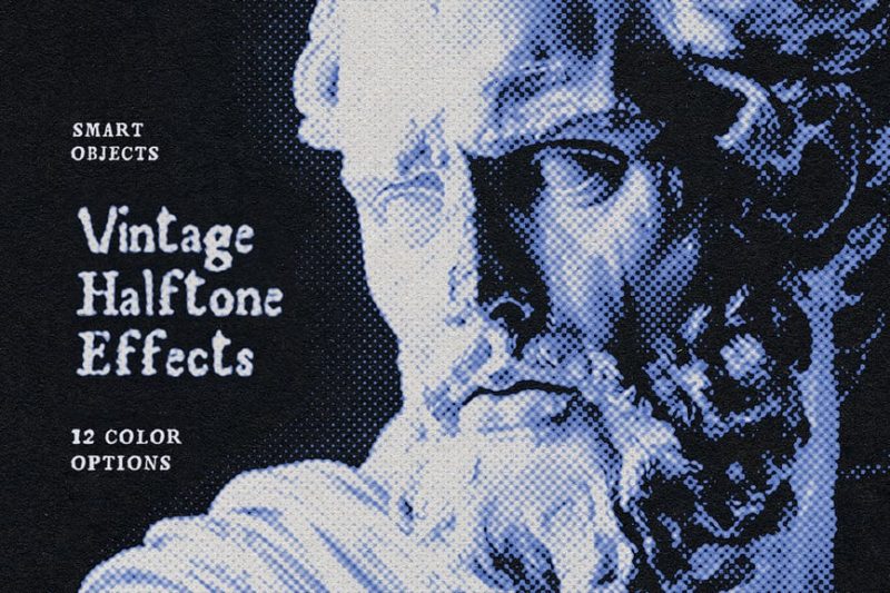 复古半调色生成样式素材(PSD)vintage-halftone-effects