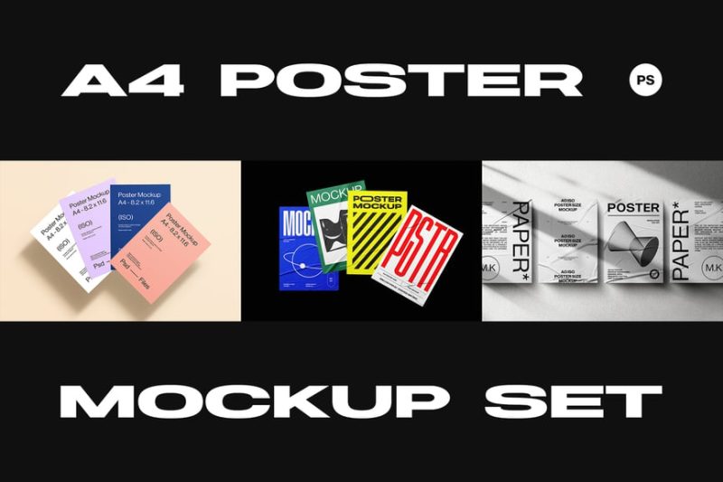 A4海报模型集样机素材 (PSD) a4-poster-mockup-set