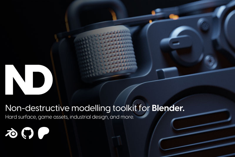 Blender非破坏性科幻硬面建模插件 ND – Non Destructive Modelling v1.48