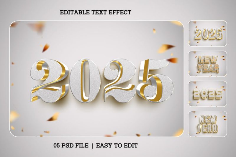 2025年新年编辑文本效果素材集 (PSD) new-year-2025-editable-text-effect-set
