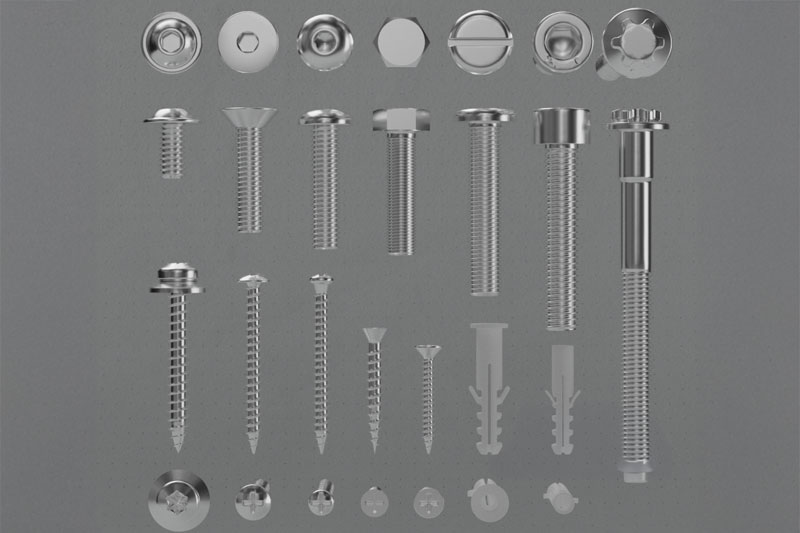 C4D螺丝模型螺丝钉l螺帽模型OC渲染工程