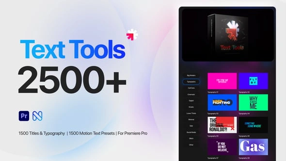 PR2500组创意文字标题排版设计动画预设模板 Text Tools for Premiere Pro