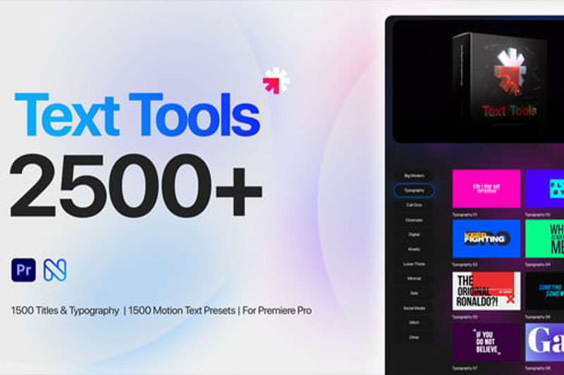 PR2500组创意文字标题排版设计动画预设模板 Text Tools for Premiere Pro