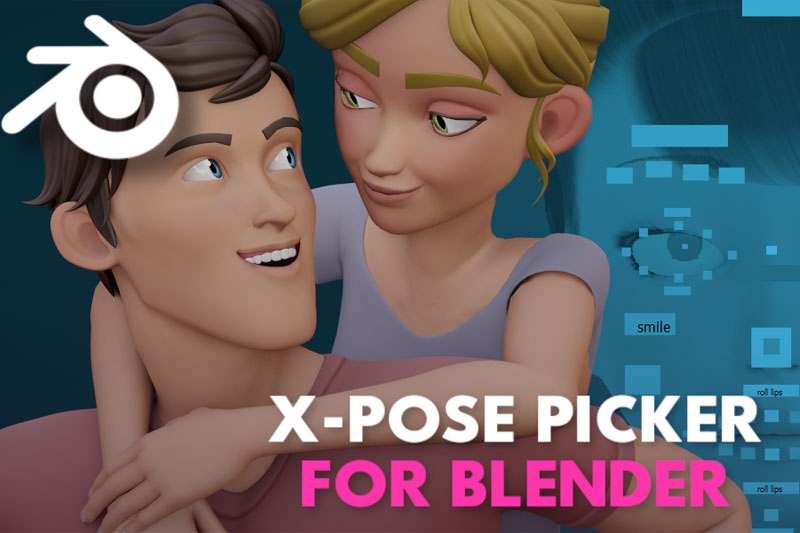 Blender人物角色三维模型绑定映射控制插件 X-Pose Picker 4.0 v3.1.9