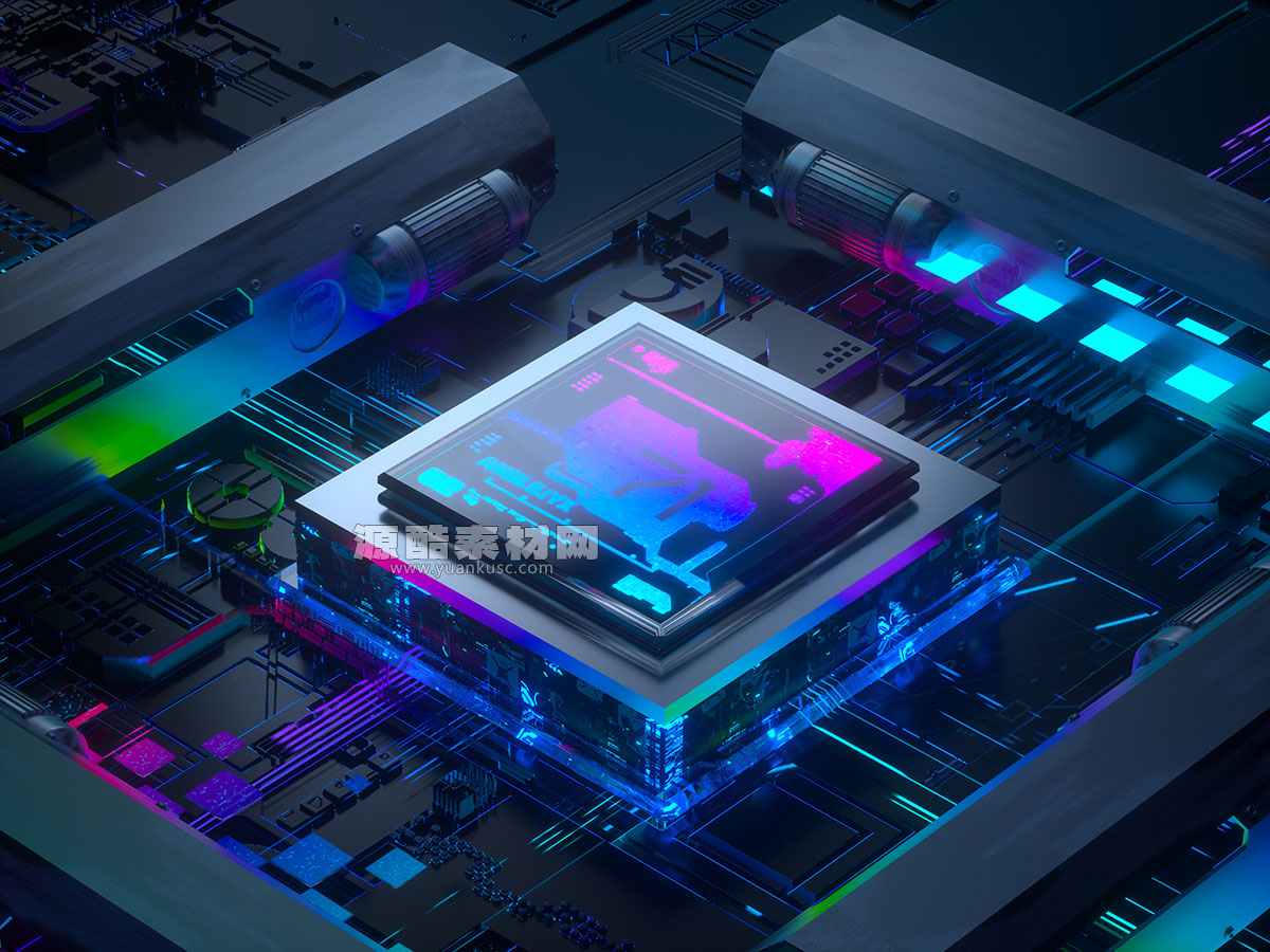 C4D芯片电路板场景渲染工程芯片模型