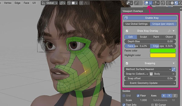 Blender绘制拓扑网格辅助工具插件 Draw Xray v4.2.3