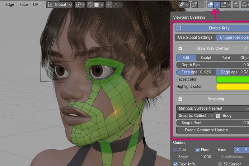 Blender绘制拓扑网格辅助工具插件 Draw Xray v4.2.3