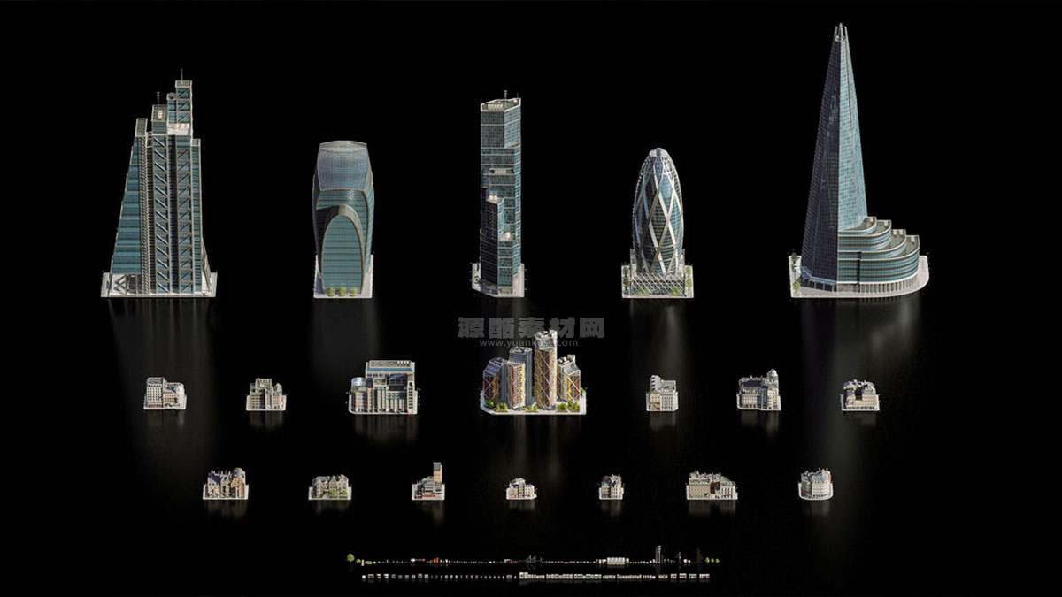 现代欧洲英国伦敦建都市街道场景建筑3D模型包 (Blender/Unreal格式) Kitbash3D – London