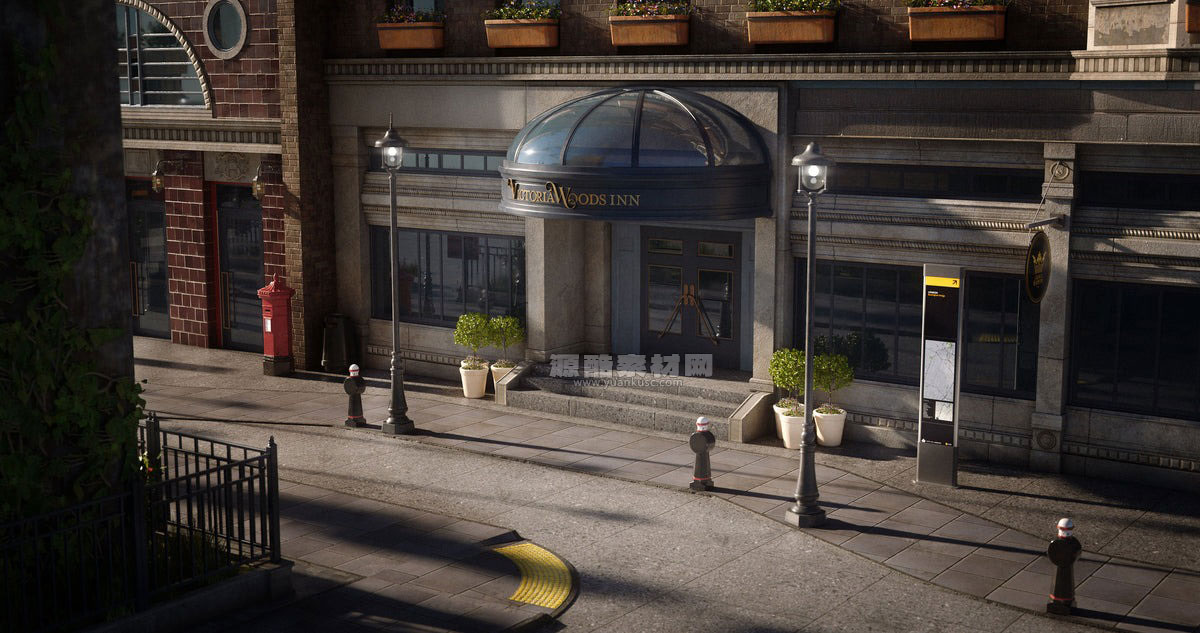 现代欧洲英国伦敦建都市街道场景建筑3D模型包 (Blender/Unreal格式) Kitbash3D – London