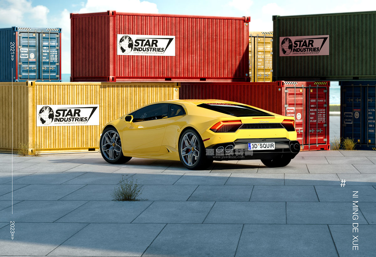 C4D兰博基尼跑车模型跑车场景RS渲染工程